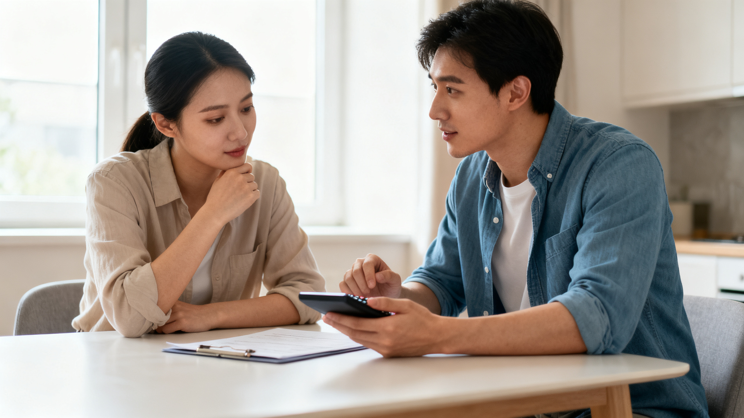 Casal planejando o orçamento e decidindo prioridades financeiras